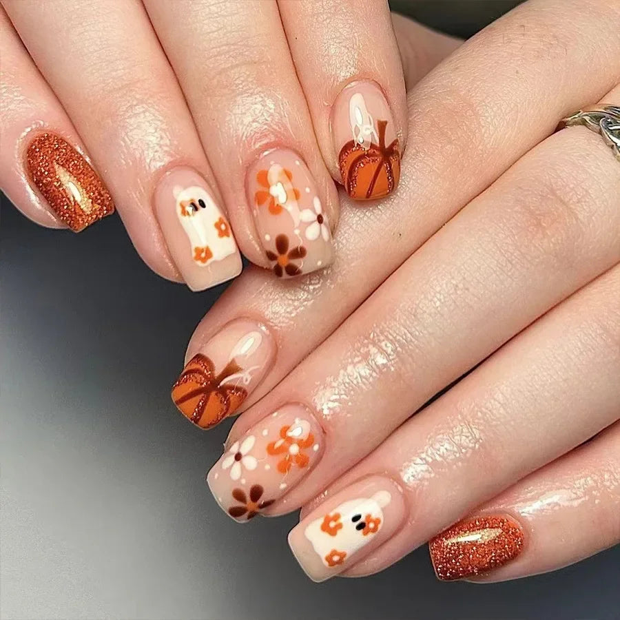 Halloween Pumpkin Press-On Nails-33
