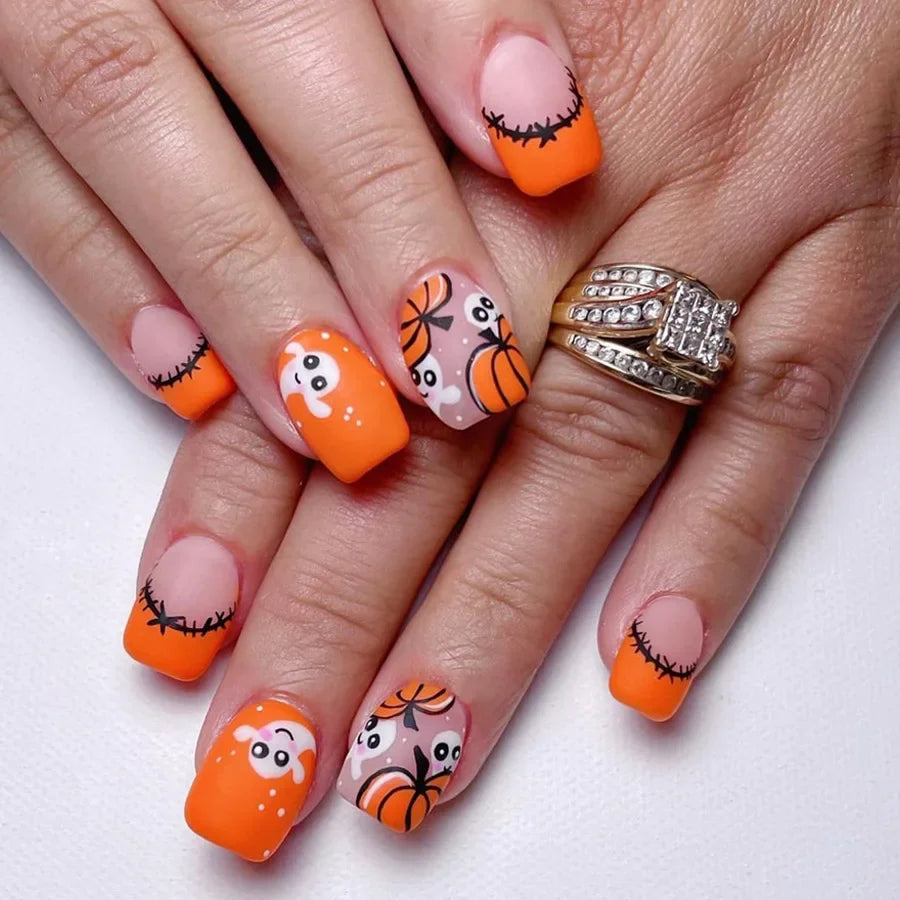 Halloween Pumpkin Press-On Nails-31