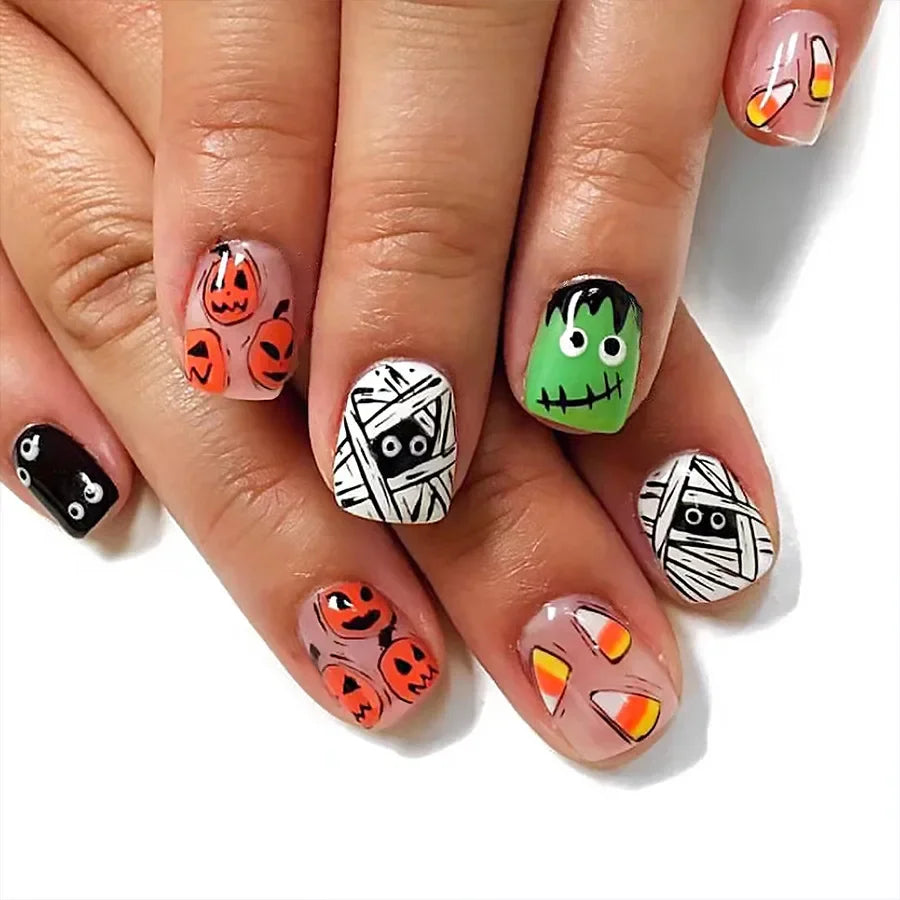Halloween Pumpkin Press-On Nails-29
