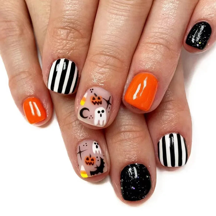 Halloween Pumpkin Press-On Nails-32